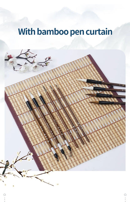 Chinese Painting Brush Beginner Calligraphy Drawing Bamboo Pen Curtain Felt Rice Paper Set Landscape Drawing Writing Art Supply