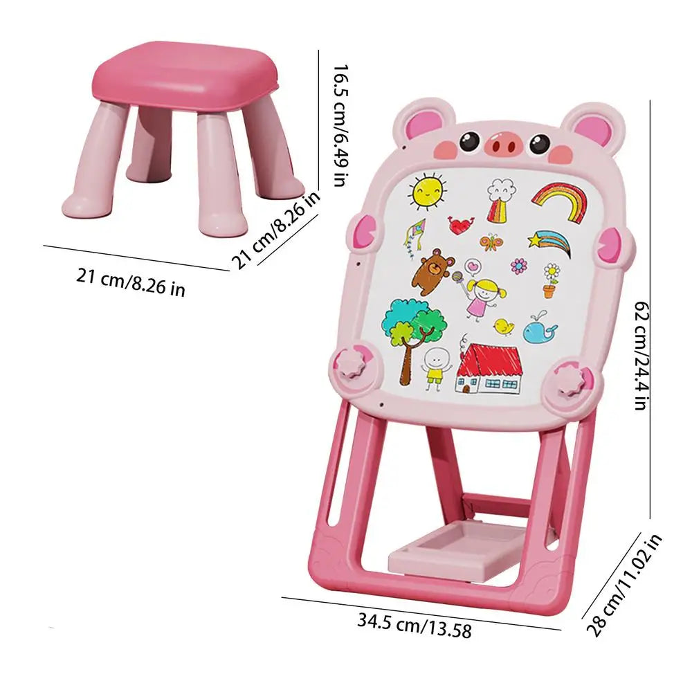 Art Easel For Kids Double-Sided Standing Art Easel For Kids Foldable Bracket Magnetic Chalk Board And White Board Easel For Kids