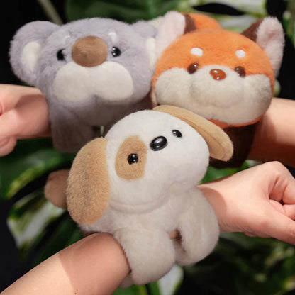 Cuddly Animal Slap Snap Wrap Wristband Bracelet Foxes Koalas Dog Cats Plush Hand Ring Wristband Kids Toys Creative Funny Gift