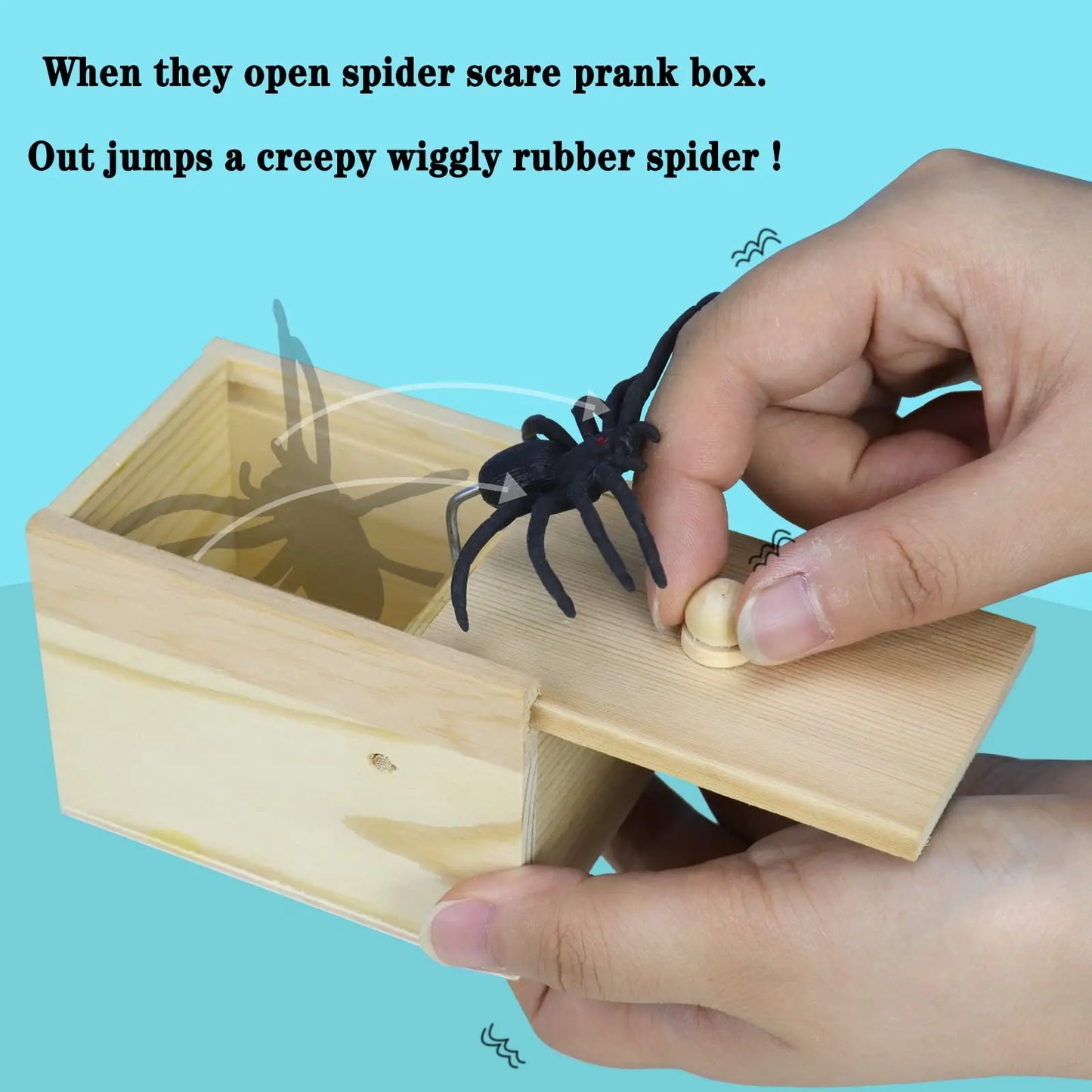 Trick Spider Funny Scare Box Wooden Hidden Box Quality Prank Wooden Scare Box Fun Game Prank Trick Friend Office Toys