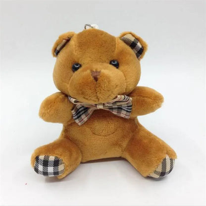 1PCS Plaid Bow Tie Plush Sitting Bear Toys Small Pendant Cartoon Bouquet Doll Wedding Activity Gift Soft Stuffed Toy Hot New 8CM