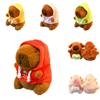 Capybara Plush Toy Hoodie with Wings Plush Pendant Small Size Stuffed Animals Simulation Doll Birthday Party