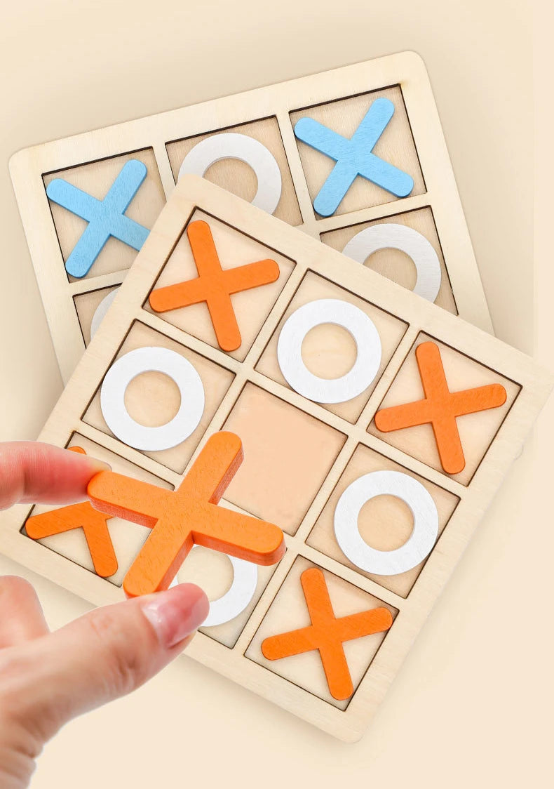 Parent-Child Interaction Wooden Board Game XO Tic Tac Toe Chess Funny Developing Intelligent Educational Toy Puzzles