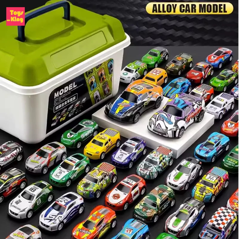 10/20/30/50Pc Kids Alloy Mini Racing Car Storage Box Pull Back Car Set Rebound Multiple Vehicle Collections Toys Boys Xmas Gift