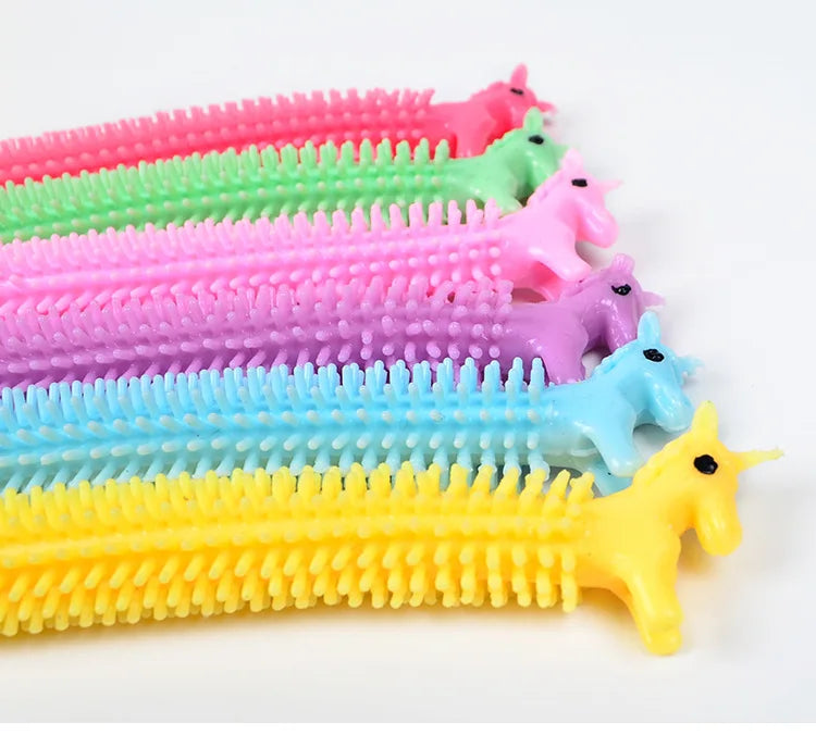 30-3PCS Funny Unicorn Pull Worm Noodle Fidget Toys Stretch String TPR Rope Anti Stress Toys String Stress Relief Autism Vent Toy