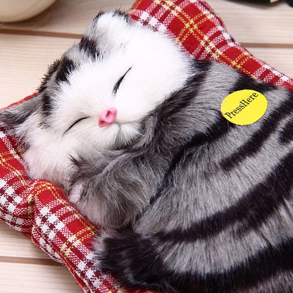 Stuffed Toys Lovely Simulation Animal Doll Plush Sleeping Cats Toy with Sound Kids Toy Decorations Birthday Gift For Children