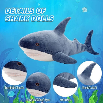 28cm Cute Mini Blue Shark Doll Plush Toy Stuffed Soft Sea Animal Fish Pillow Appease Toys for Kids Girls Birthday Gifts Decor