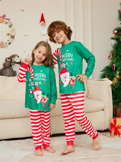 Christmas Father Son Mom Daughter Matching Pajamas Set Santa Claus Red Striped Long Sleeve Sleepwear Baby Jumpsuit Family Look