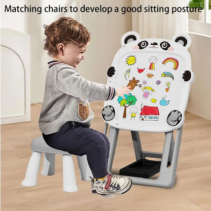 Art Easel For Kids Double-Sided Standing Art Easel For Kids Foldable Bracket Magnetic Chalk Board And White Board Easel For Kids