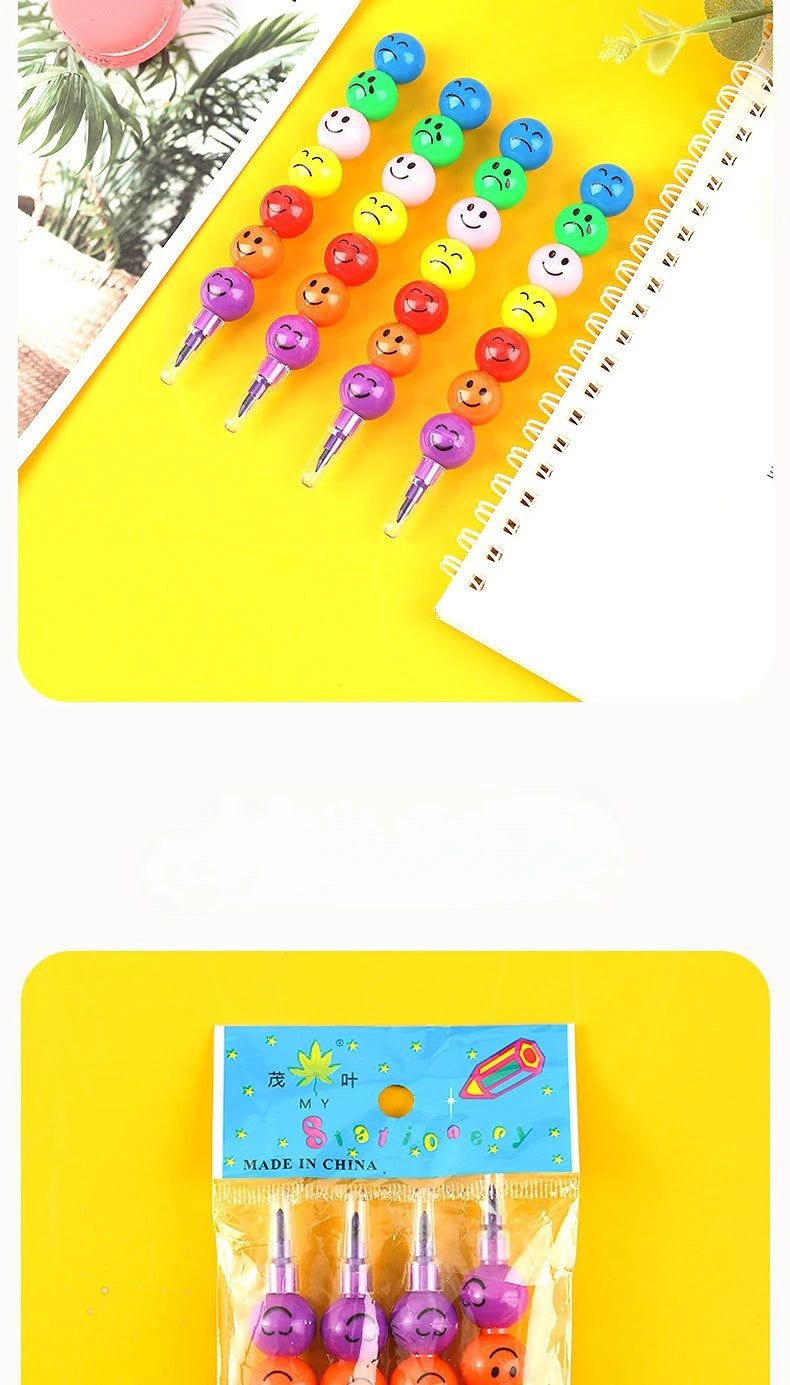 1pcs 7 Color Crayons Art Supplies for Kids Pastel Pen Drawing Set Stationery Kawaii Smiley Face Crayons Pencil School Supplies