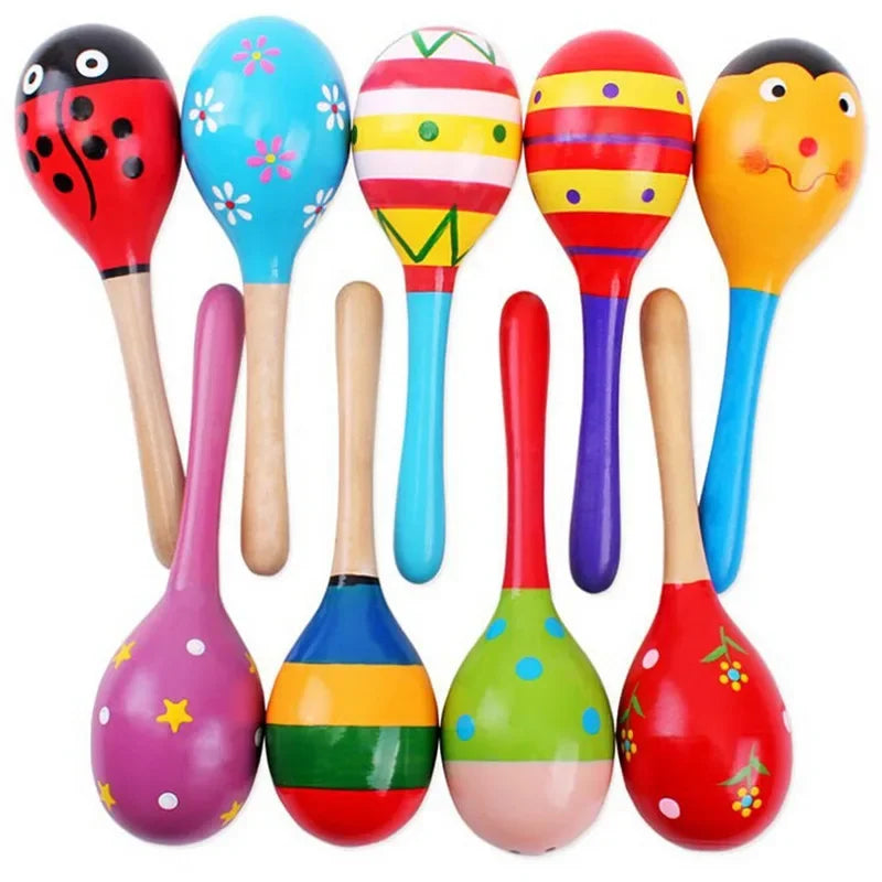 Colorful Wooden Children's Maracas Baby Musical Instruments Rattle, Party Toys Children's Gifts, 1 Piece Baby Toys Ring The Bell