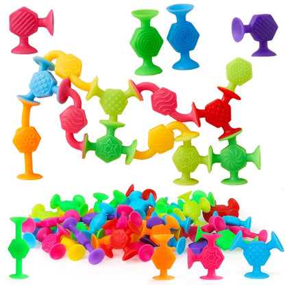 25pcs/set Textured Suction Cup Building Toys for Kids, Stacking Construction Suckers Toys for Playroom, Bath & Travel