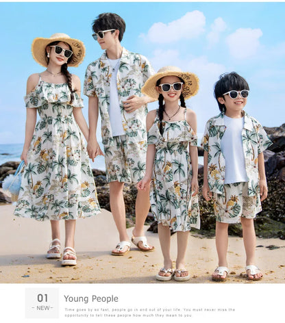 Vacation Look Couple Matching Clothes Family Clothing Mother and Daughter Resort Dress Father Beach Shirts Shorts Two Piece Sets