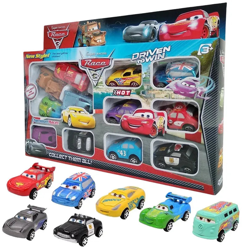 12Pcs Disney Pixar Cars Lightning McQueen Jackson Storm Mater PVC Model Car Toy For Kid birthday Gift