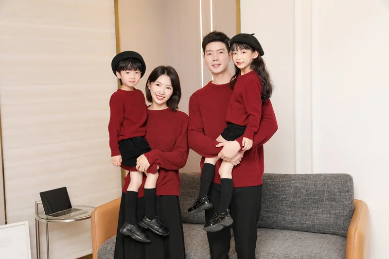 New Year Sweaters Family Matching Outfits Family Look Mother Son Daughter Mommy and Dad Clothes Family Clothing Sweaters