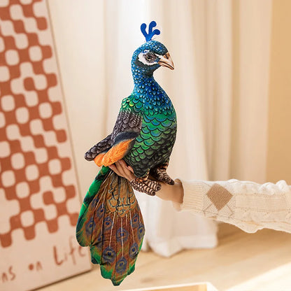 Simulation Blue Peacock Stuffed Animal Lifelike Peacock Children's Cognitive Plush Toys Send Boys and Girls Gifts