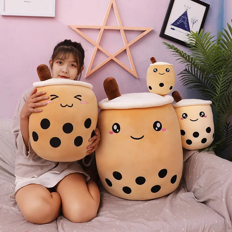 Bubble Tea Cup Plush Toys Kawaii Fruit Milk Tea Design Kids Stuffed Doll Soft Pillow Cushion Birthday Gift for Girl Friend