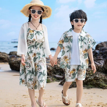 Vacation Look Couple Matching Clothes Family Clothing Mother and Daughter Resort Dress Father Beach Shirts Shorts Two Piece Sets