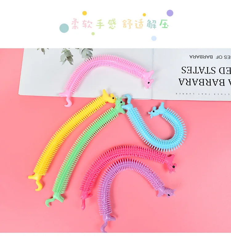 30-3PCS Funny Unicorn Pull Worm Noodle Fidget Toys Stretch String TPR Rope Anti Stress Toys String Stress Relief Autism Vent Toy