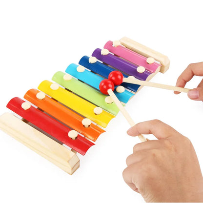 Wooden 8 Tones Multicolor Xylophone Wood Musical Instrument Toys For Baby Kids Wood Musical Instrument Toys Accessories