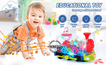 Electric Train Toy for Kids Toddlers Crawling Train with Light  Sound Music Early Educational Toys Train Toys for Kids Baby Toys