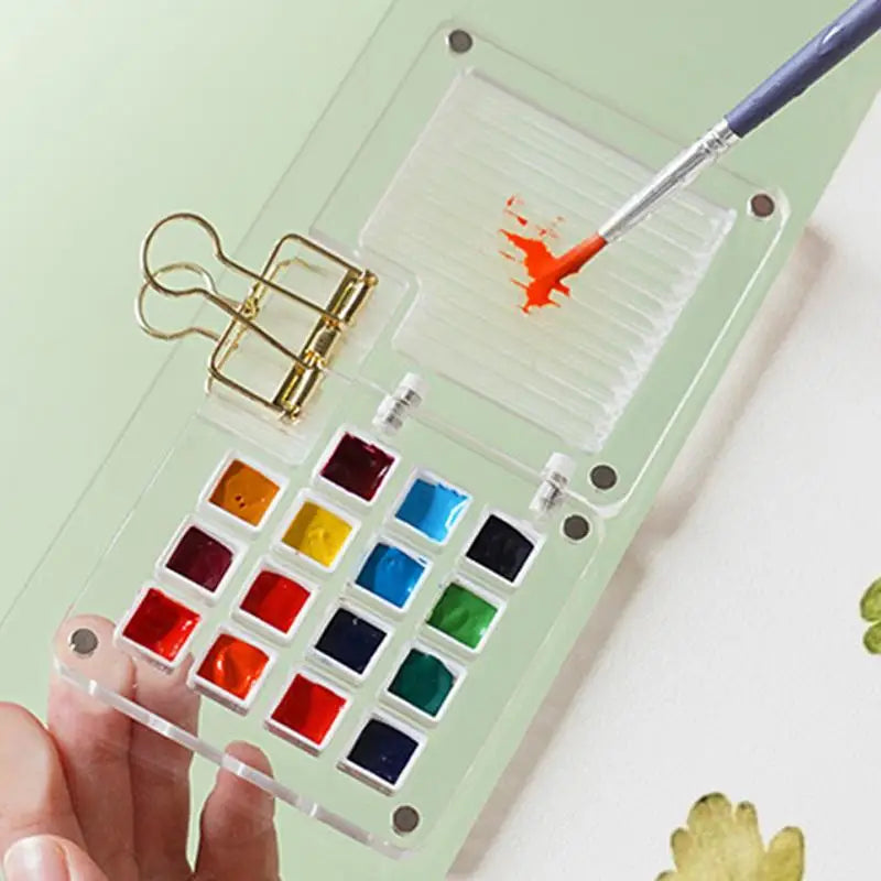 Acrylic Mini Watercolor Palette Empty 8/15 Grid Portable Paint Box Travel Painting Watercolor Packaging Paint Tray Art Supplies