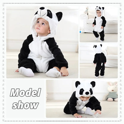 MICHLEY Baby Rompers Winter Clothes Costume Flannel Hooded Bodysuits Pajamas Halloween Animals Overall Jumpsuit For Kids Bebe