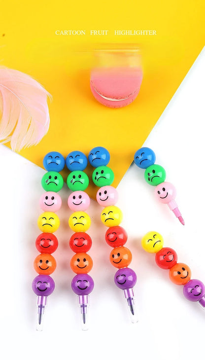 1pcs 7 Color Crayons Art Supplies for Kids Pastel Pen Drawing Set Stationery Kawaii Smiley Face Crayons Pencil School Supplies