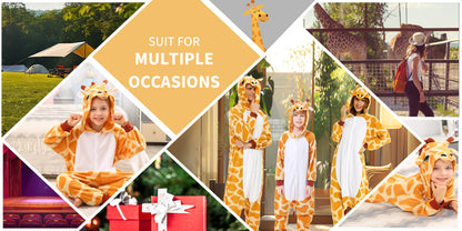 Giraffe Onesie Pajamas for Kids Adult Unisex Pijamas Family Look Matching Cute Costumes Halloween Cosplay One-piece Sleepwears