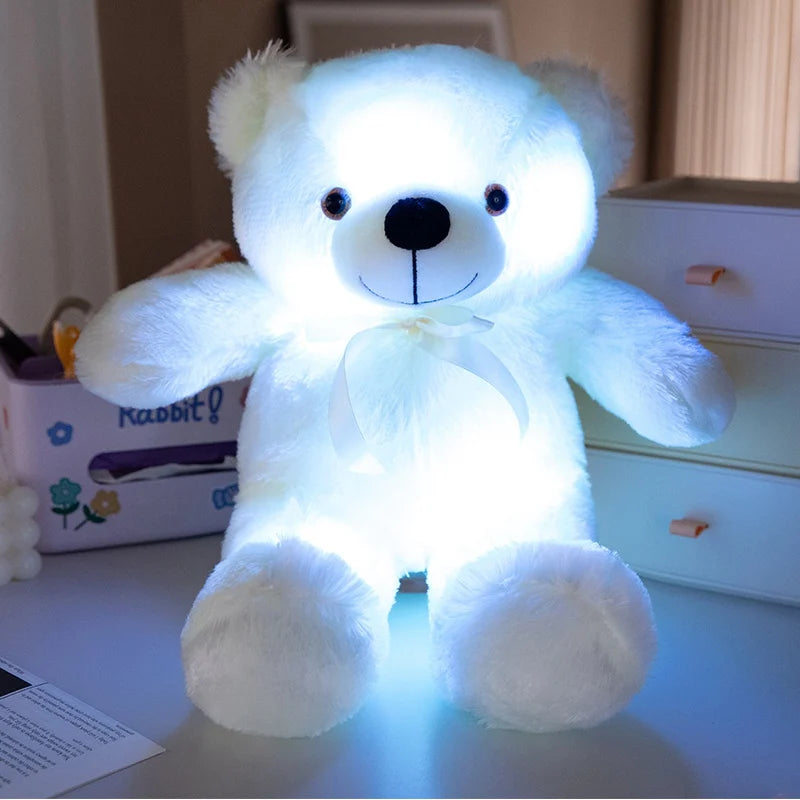 30cm Luminous Creative Light Up LED Bear Stuffed Animal Plush Toy Colorful Glowing Bear Christmas Gift for Kid