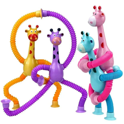 4 Pack Telescopic Suction Cup Giraffe Toy Sensory Tubes for Boys Girls Autistic Travel Toys For Christmas Gift