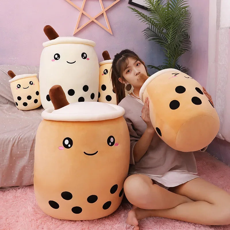 Bubble Tea Cup Plush Toys Kawaii Fruit Milk Tea Design Kids Stuffed Doll Soft Pillow Cushion Birthday Gift for Girl Friend