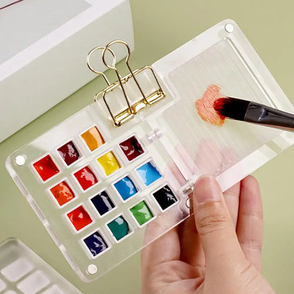 Acrylic Mini Watercolor Palette Empty 8/15 Grid Portable Paint Box Travel Painting Watercolor Packaging Paint Tray Art Supplies