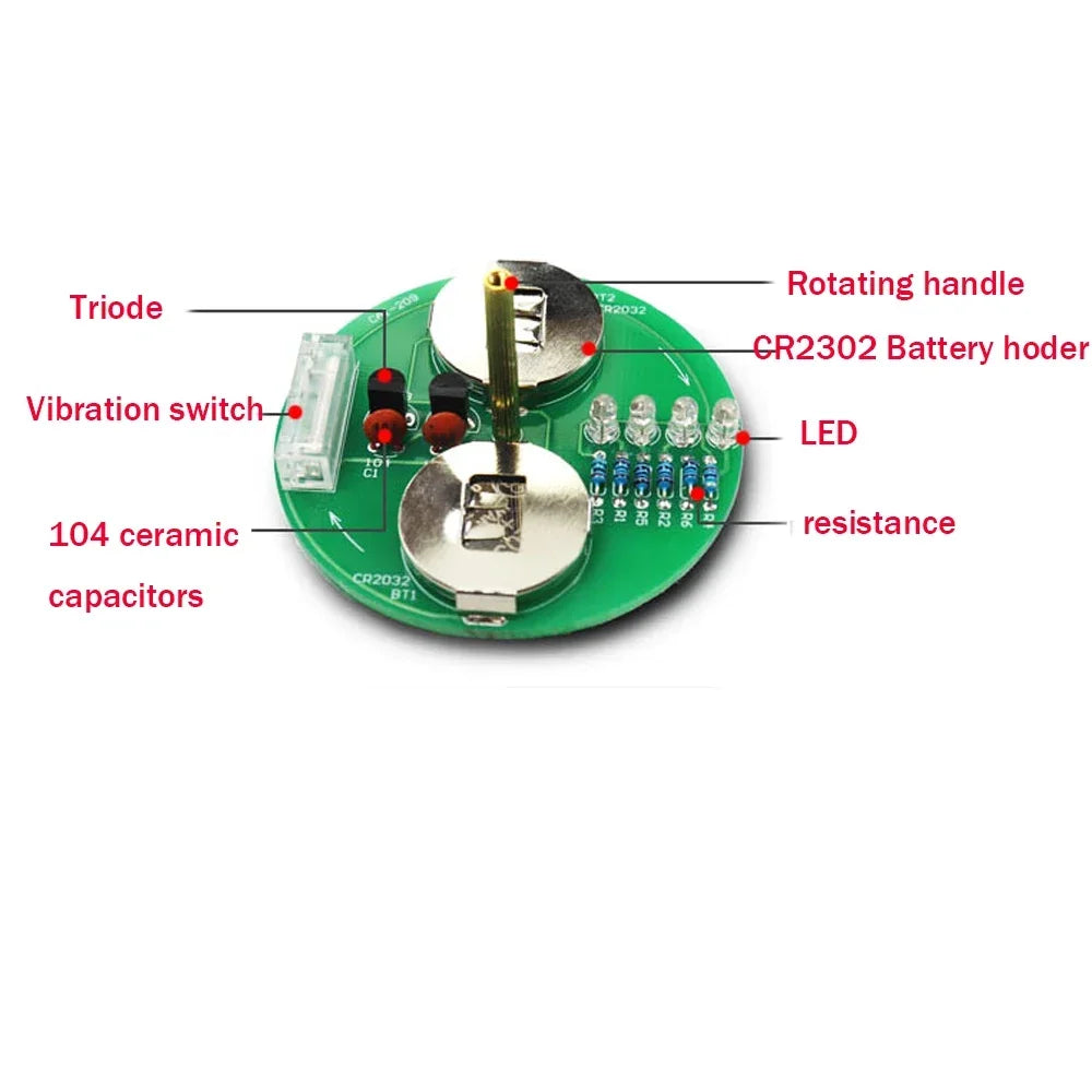 1-10pcs Diy Electronic Kit LED Gyro DIY Welding Rotating Lantern Inline Components Electronic Sodering Project(without Battery)