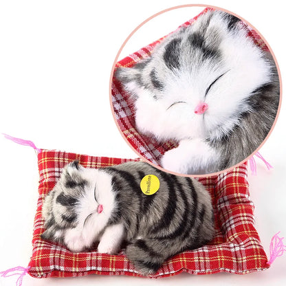 Stuffed Toys Lovely Simulation Animal Doll Plush Sleeping Cats Toy with Sound Kids Toy Decorations Birthday Gift For Children