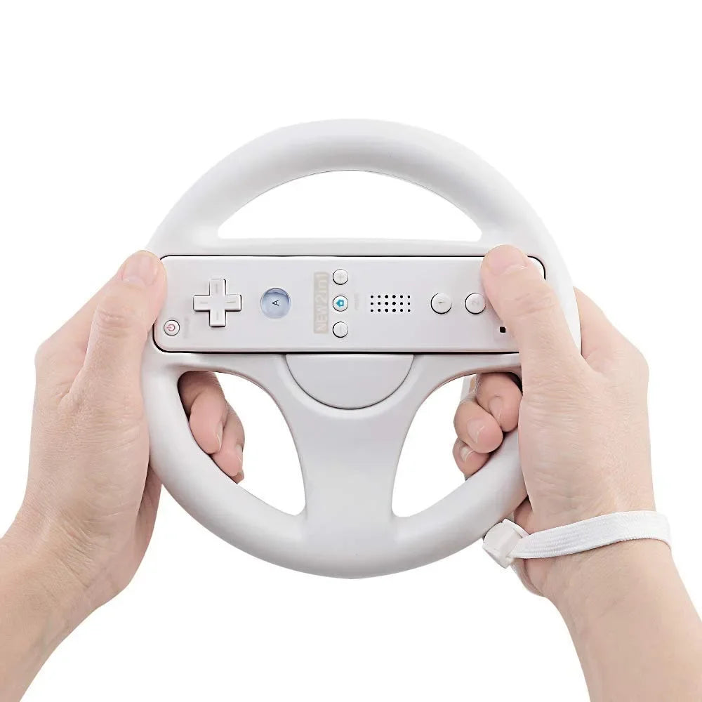 2Pcs Steering Wheel for Nintendo Wii Remote Game White Racing Wheel Game Controller wheel White Compatible with Mario Kart