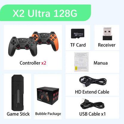 X2 Ultra Video Game Stick Console Or ONLY 2.4G Double Wireless Controller 4K HD30000 Games 128G Retro Games Christmas Gift