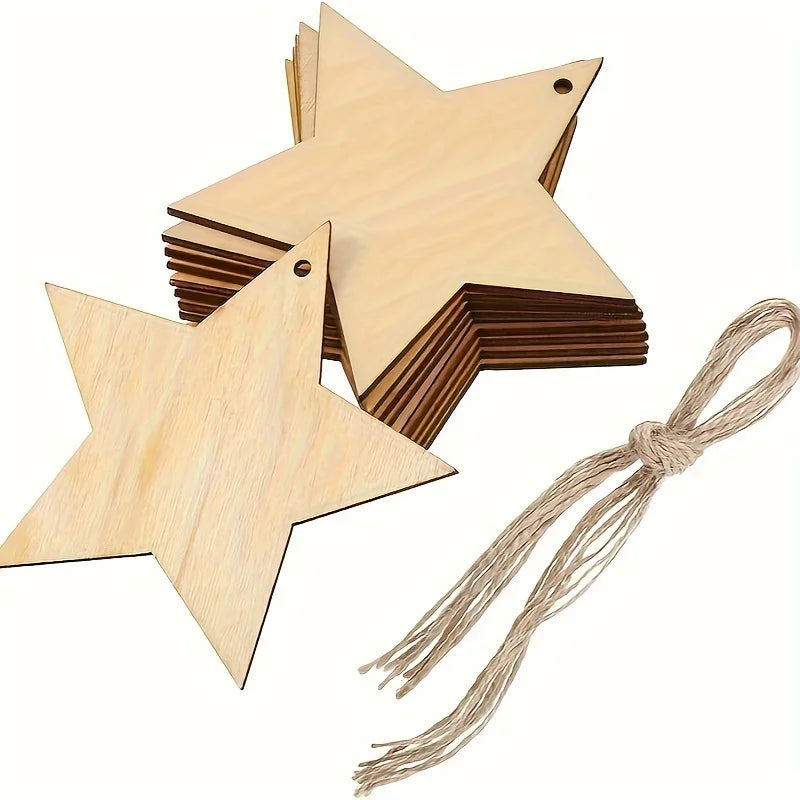 40 Pieces 3.15"/8cm Natural Star Wood Slices, DIY Ornaments Unfinished Wooden  Star for Party Decoration, Home Decoration