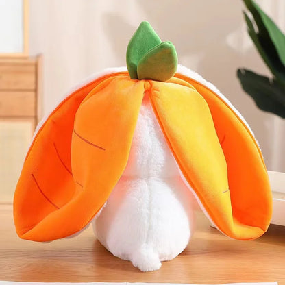 18/25cm Kawaii Fruit Transfigured Bunny Toys Lovely Long Ears Carrot Strawberry Turn Into Rabbit Stuffed Doll Toy For Kids Gift