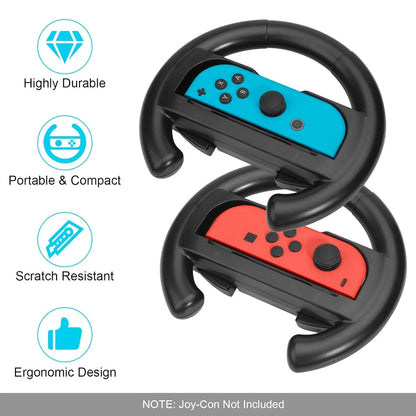 Nintendo Switch Racing Steering Wheels Grip for Joy-Con Controllers Steering Wheel for Mario Kart Set of 2