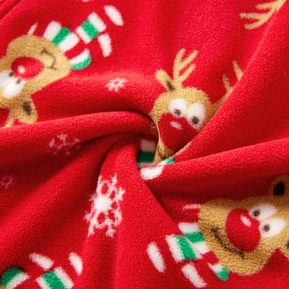 PatPat Christmas Family Matching Allover Deer Print 3D Antler Hooded Long-sleeve Red Thickened Polar Fleece Onesies Pajamas