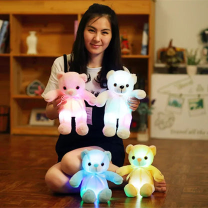 30cm Luminous Creative Light Up LED Bear Stuffed Animal Plush Toy Colorful Glowing Bear Christmas Gift for Kid