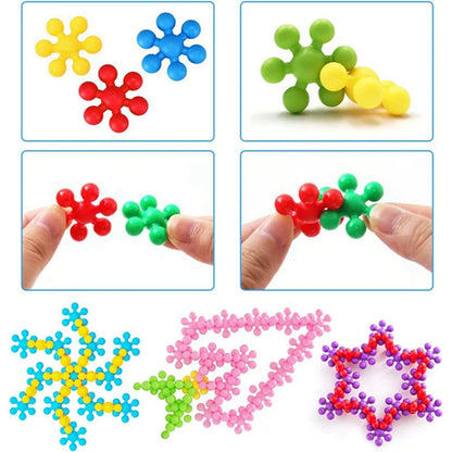 50/100PCS Snowflake Interlocking Building Block Toy Creative Stress Relief Fidget Toys Party Favors with Storage Box