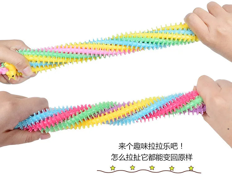 30-3PCS Funny Unicorn Pull Worm Noodle Fidget Toys Stretch String TPR Rope Anti Stress Toys String Stress Relief Autism Vent Toy