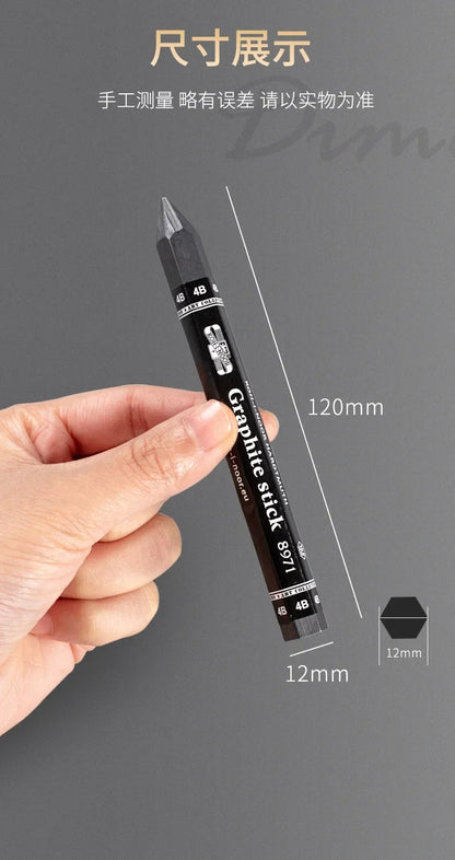 HB/2B/4B/6B Woodless Hexagonal Graphite Stick Pencil Bold Black Charcoal Art Student Sketch Painting Graphite Pen Art Supplies