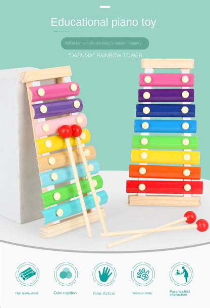 Wooden 8 Tones Multicolor Xylophone Wood Musical Instrument Toys For Baby Kids Wood Musical Instrument Toys Accessories