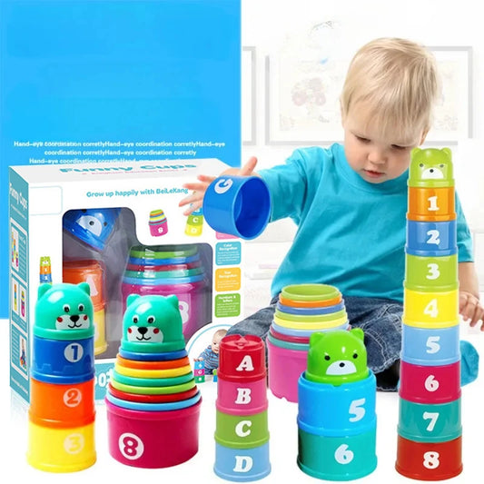 Kid Brain Response Battle Fold Cup Hand Speed Competition Fold Cup Baby Stack Game Early Education Puzzle Train Board Games Toy