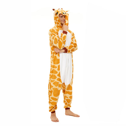 Giraffe Onesie Pajamas for Kids Adult Unisex Pijamas Family Look Matching Cute Costumes Halloween Cosplay One-piece Sleepwears