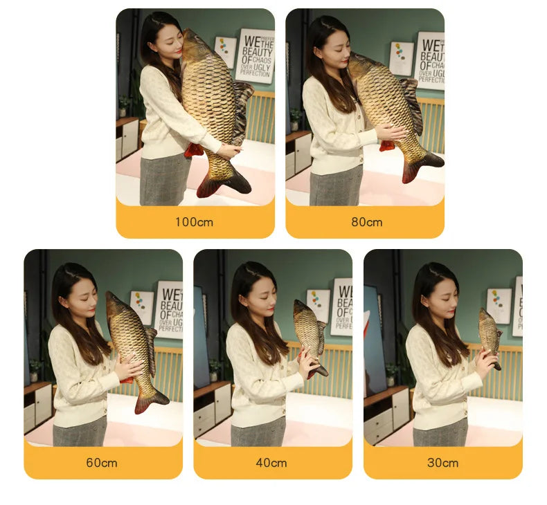 30-100cm Simulation Funny Fish Plush Toys Stuffed Soft Animal Carp Plush Pillow Creative Sleep Cushion for Kids Girls Xmas Gift