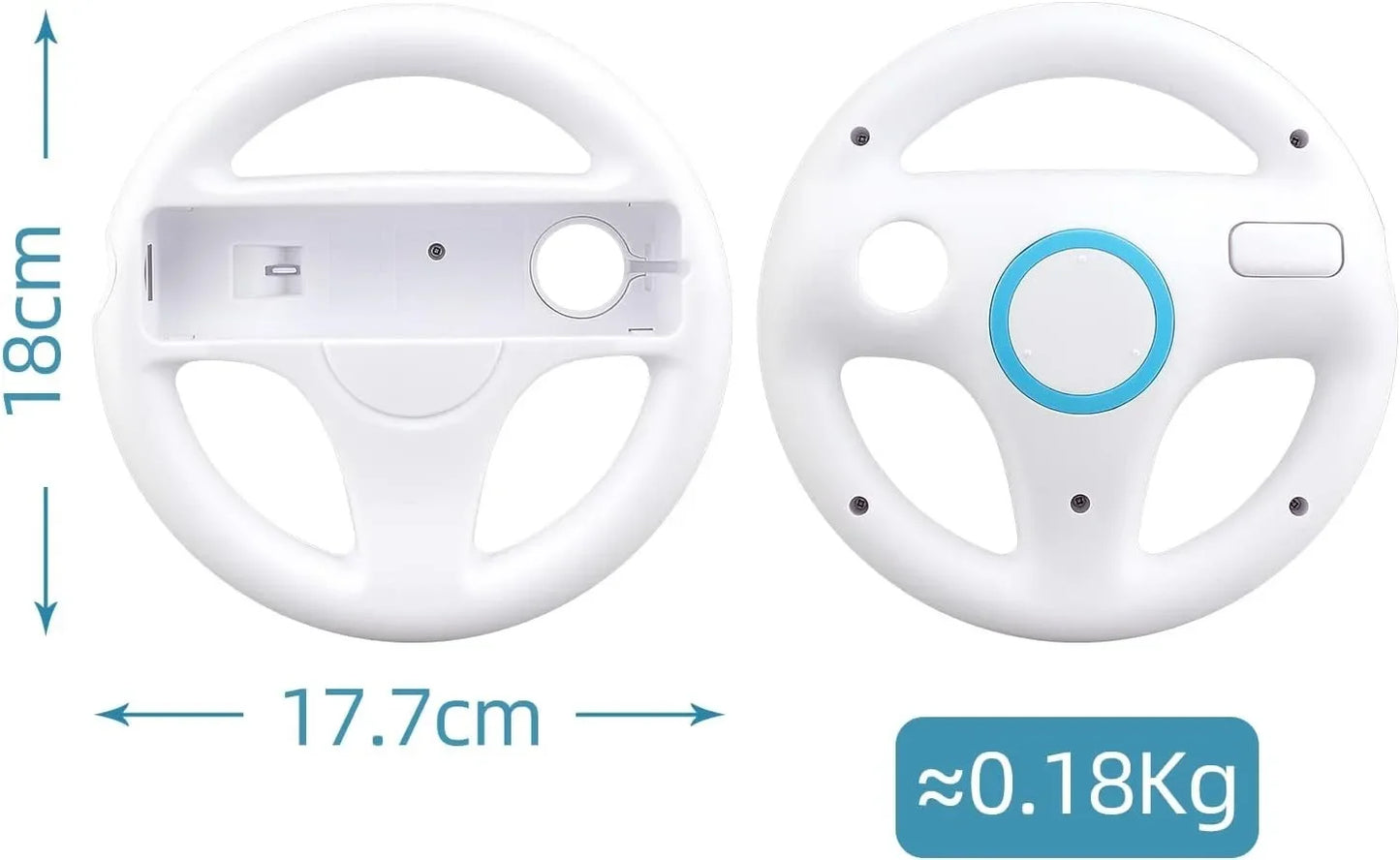 2Pcs Steering Wheel for Nintendo Wii Remote Game White Racing Wheel Game Controller wheel White Compatible with Mario Kart